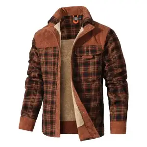 Men's Jackets Plaid Lined Flannel Outdoor