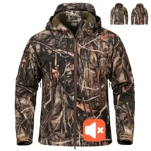 Men's Quiet Softshell Water-Resistant Camouflage Hunting Jacket
